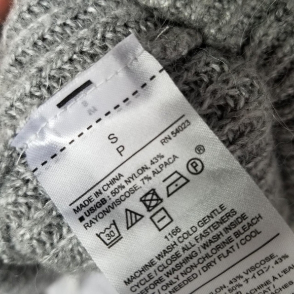 Banana Republic Women's Alpaca Blend Ribbed Heather Grey Hoodie Sweater - Picture 5 of 6